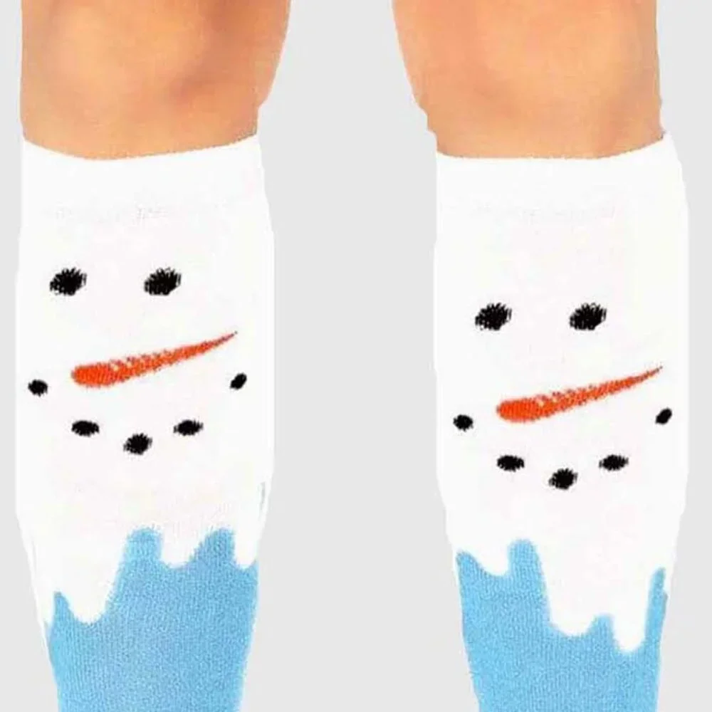 Snow Man Socks Womens One Size OS Festive Holiday Costume Hosiery